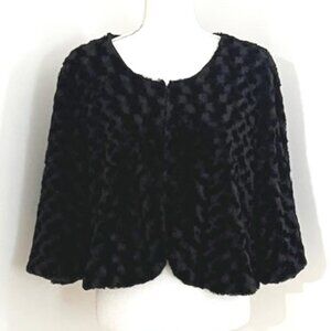 Forever Woman Black Faux Fur Soft Cropped Jacket 3/4 Sleeves Plus Size 2X